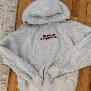 Abercrombie & Fitch Light Gray Hoodie with Burgundy Accent